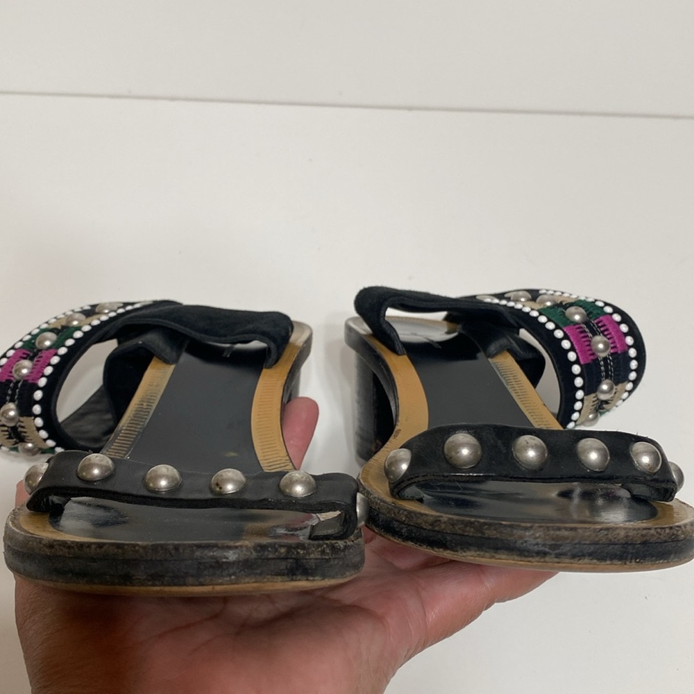 Isabel Marant Joss Embroidered Black Heel Sandals - Picture 16 of 17